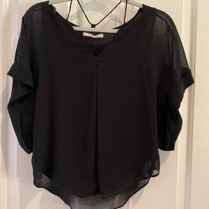 Elegant and unique black short sleeve blouse!